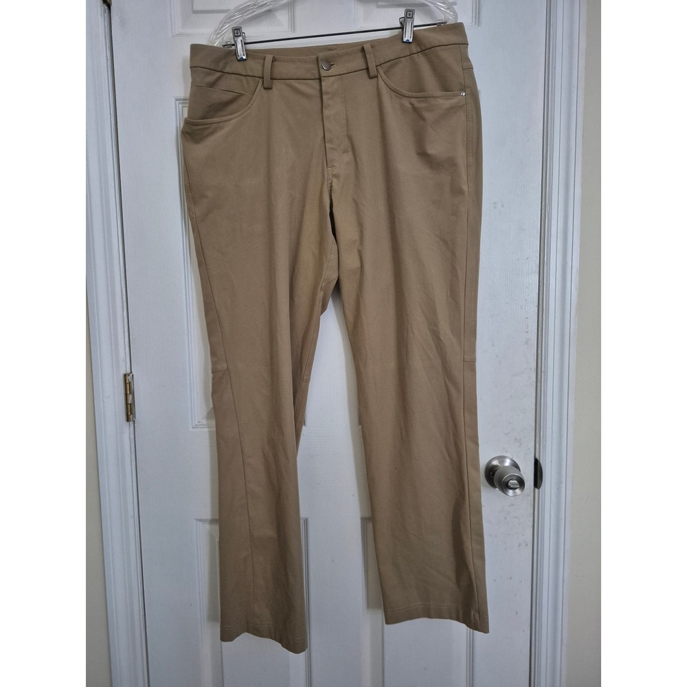 Lululemon Commission Mens Pants Beige Casual Comfort Stretch Everyday Wear 36x33